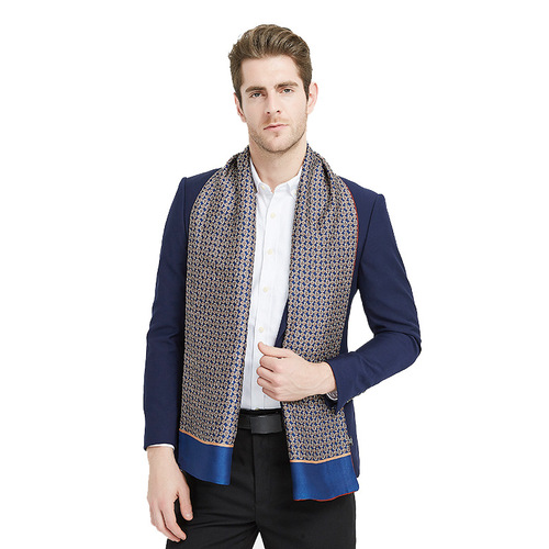 European and American double-sided scarf 2018 winter new style silk men's scarf long business silk scarf gift
