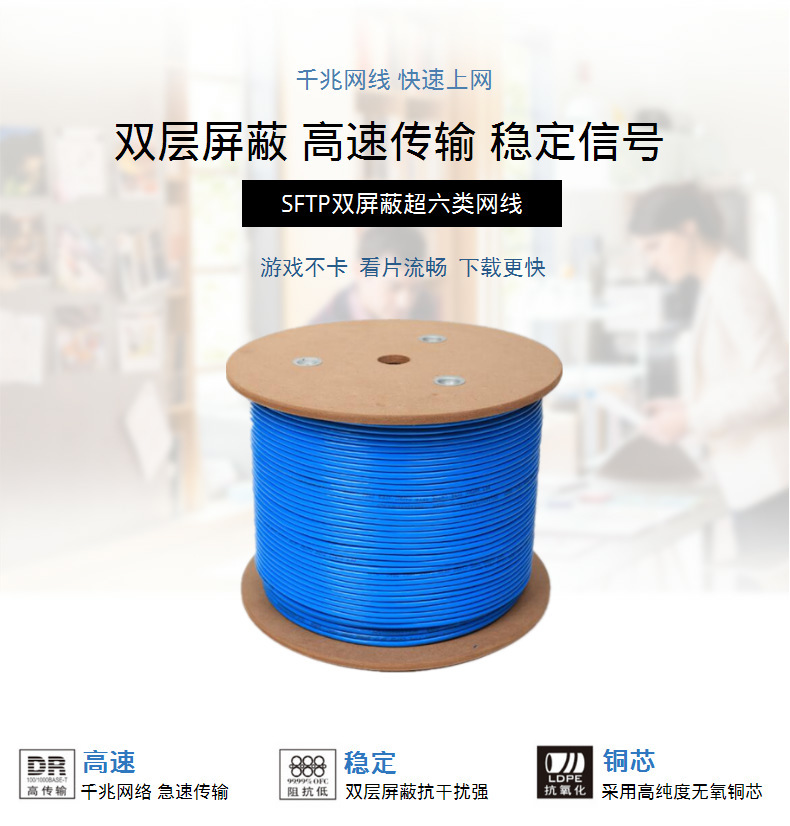 双屏蔽六类网线