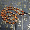 Agate round beads, chain, pendant jade handmade, plus size