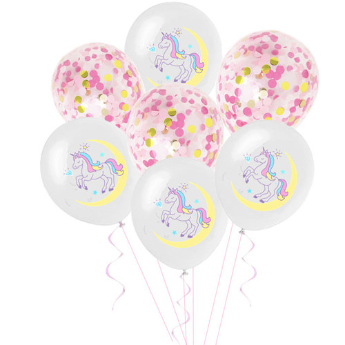 Cross-border 12-inch colored printed unicorn latex balloon set with unicorn gold confetti decoration