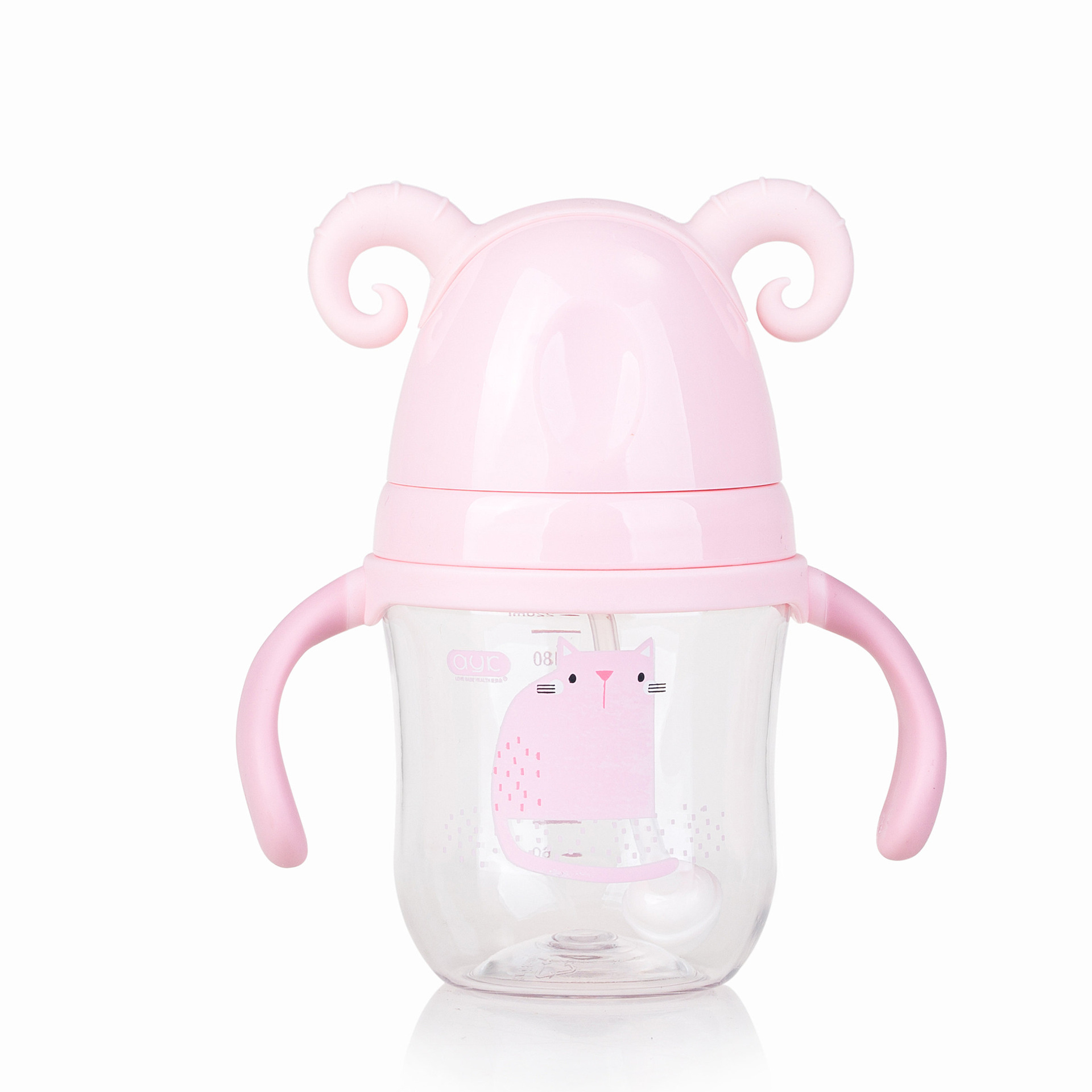 Botella de alimentación Tritan de boca ancha Linda cabeza de oveja suministros de alimentación para bebés bebé anti-cuenta gas botella de alimentación de boca súper ancha 220ml