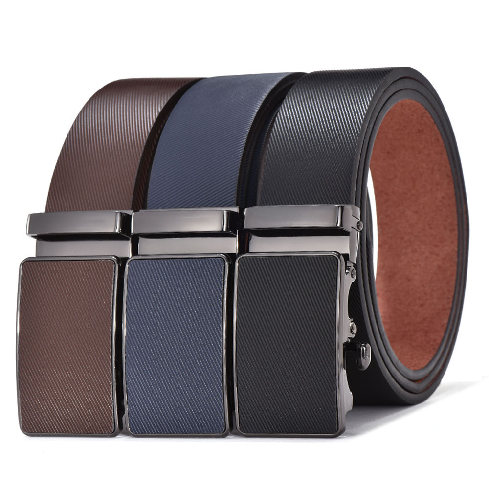 Business imitation leather PU non -teeth smooth buckle men's belt…