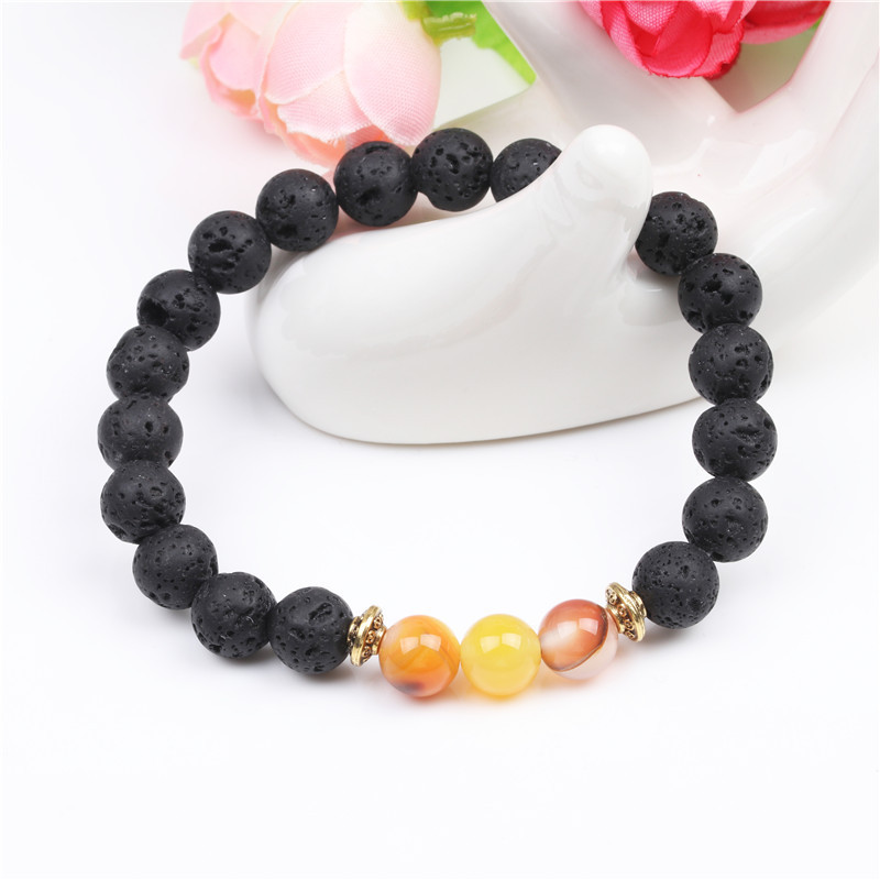 8mm Natural Line Agate Bracelet Colorful Seven Chakra Energy Yoga Beads Bracelet display picture 25