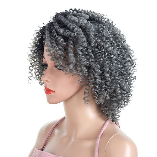 Curly Hair Wigs Wig headgear female gradual high temperature Synthetic wigs headgear African small curl wig