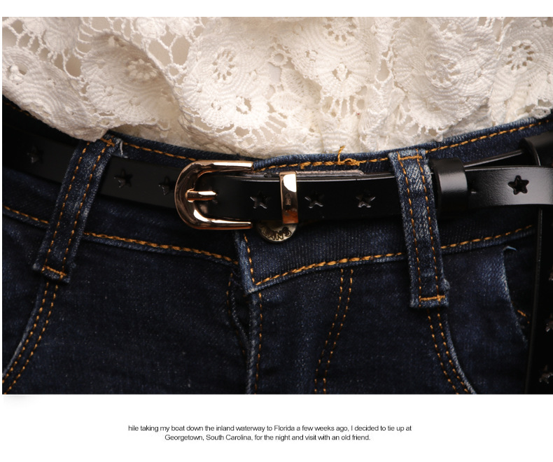 leather belt pentagram hollow sweater skirt pants decorative belt pure leather knot small belt wholesale nihaojewelrypicture3