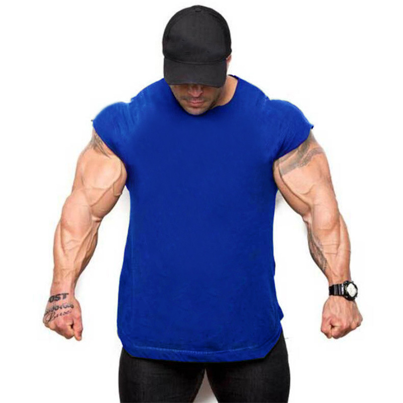 Muscle fitness color sólido vacío algodón Chaleco de los hombres deportes entrenamiento Delgado chaleco sin mangas