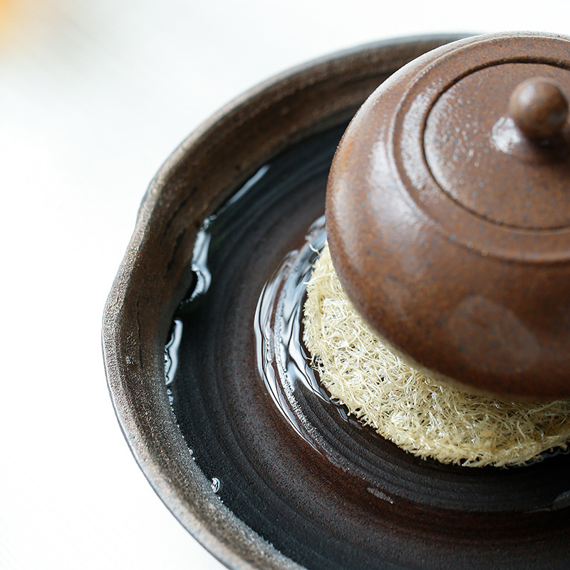 Горшок с листьями лотоса в японском стиле большой грубой глиняной посуды для хранения воды