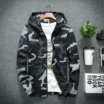 Camouflage Trench Coat New Student Couple Hooded Trench Coat In Autumn 2019 - ShopShipShake