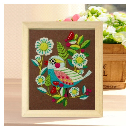 CMC毛毡画 羊毛毡材料包戳戳乐青鸟的祝福手工生日礼品毛毡装饰画