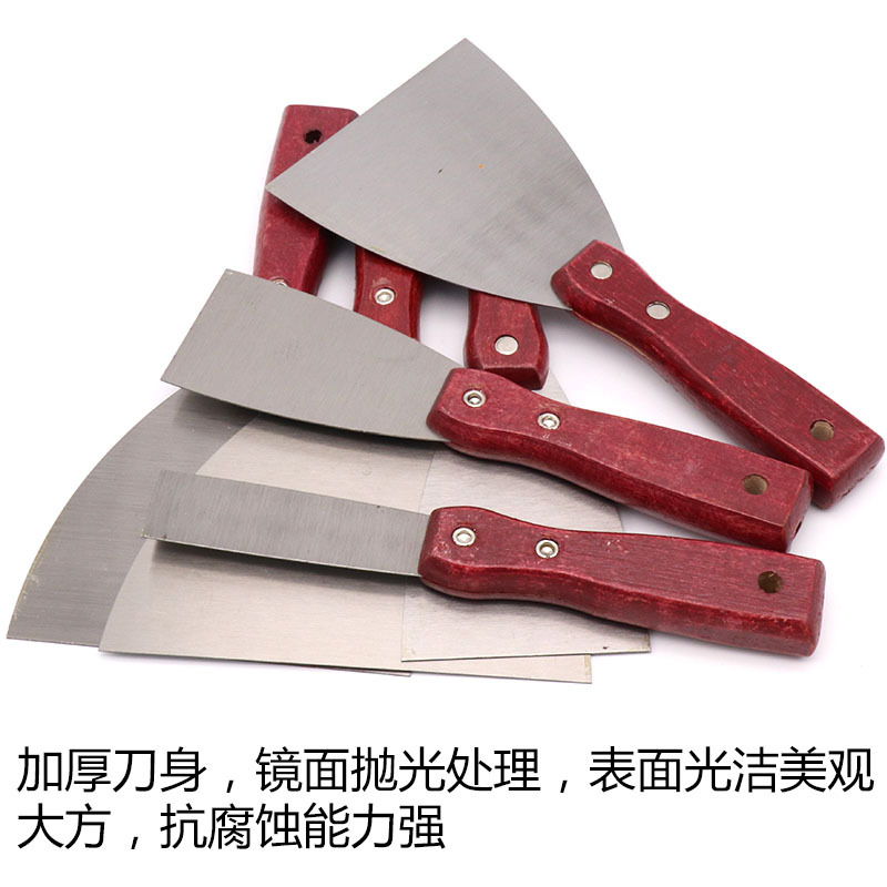 批灰铲刀 木柄加厚不锈钢 油灰刀 三角刀 刮灰刀 清洁铲刀 腻子刀-阿里巴巴