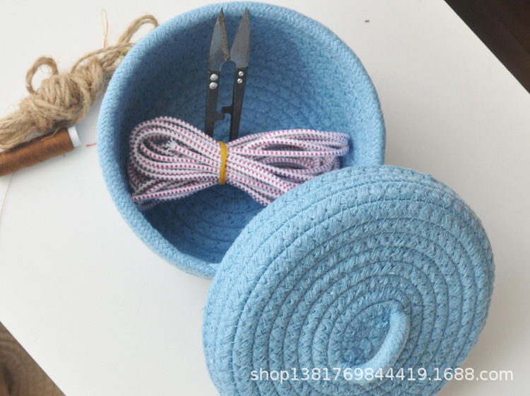 棉线筐 带盖 多彩色