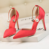 Fashionable high metal sandals pointy toe, Korean style, wholesale