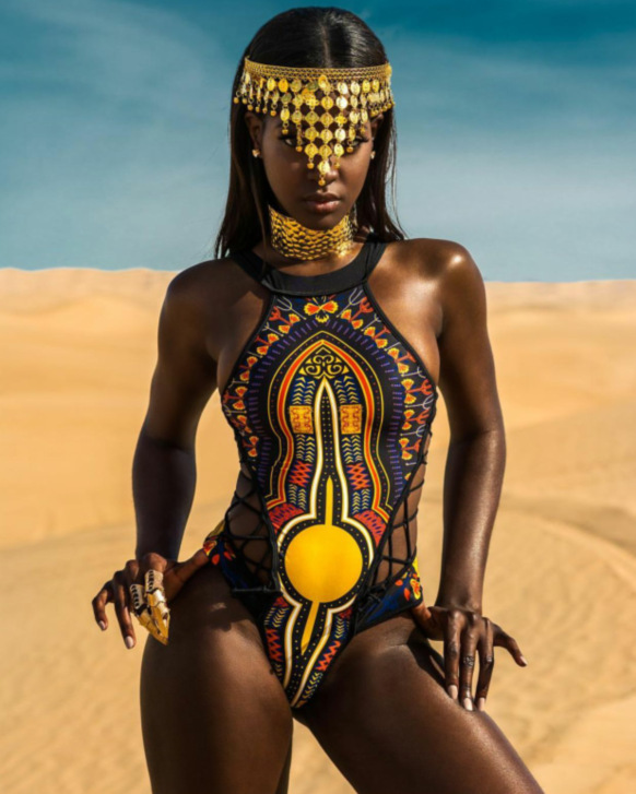 2018 new African digital printing one-piece swimsuit strappy bikini sexy swimsuit 8901