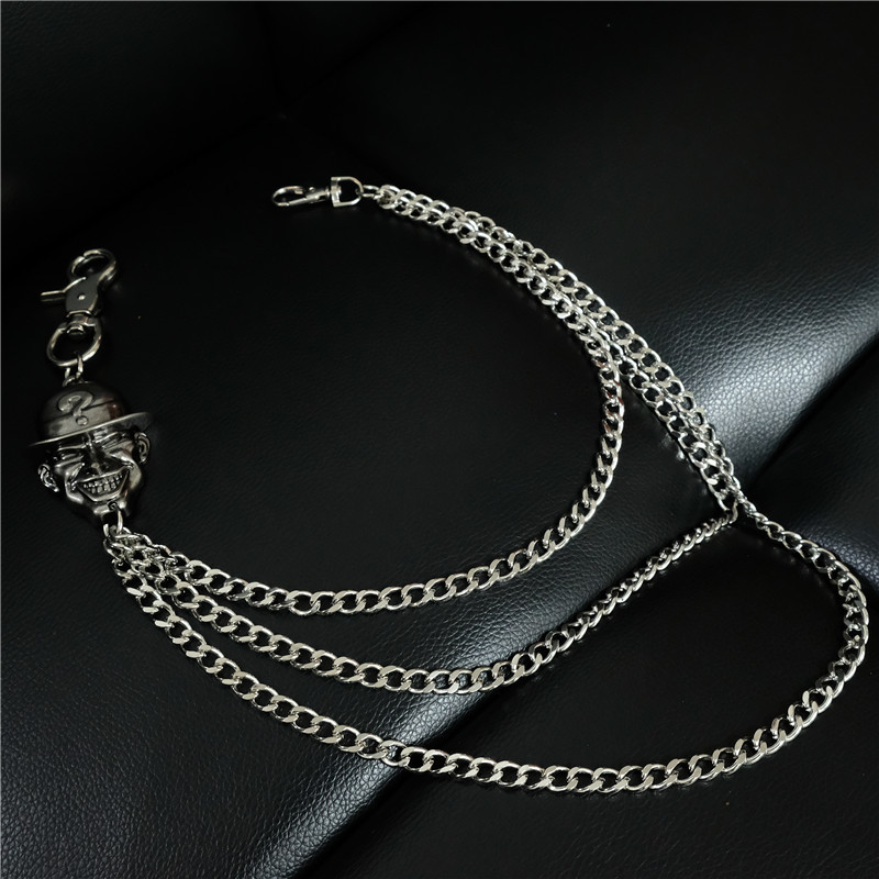 Personalisierter Hut mit Smiley-Gesicht und Fragezeichen, Metallhose, selbstkreierte trendige Hip-Hop-Punk-Hüftkette für Herren_voghion.com