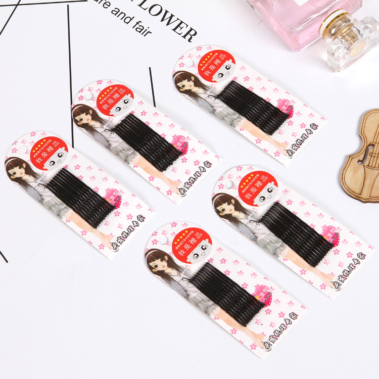 笑脸款黑色一字夹 影楼美发店专批发夹 一套10支 淘宝小礼品赠品|ms