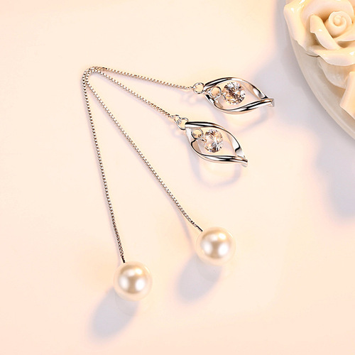 Korean Tassel Pearl Earrings Long Style Exaggerated Temperament Versatile Earrings Twisted Water Drop Earrings Women