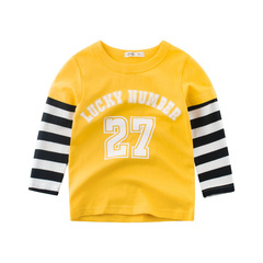 Spring Children's Clothing Korean Style Boys' Long-Sleeve T-Shirt Pure Cotton Children's Clothing Spring and Autumn Baby Base Shirt Trendy