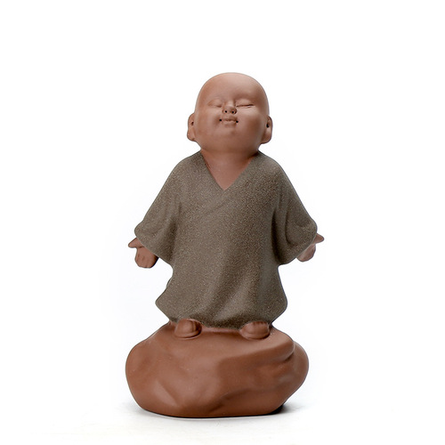 Chinese Zen creative purple sand ceramic monk car decoration ornaments cute little novice tea pet ornaments