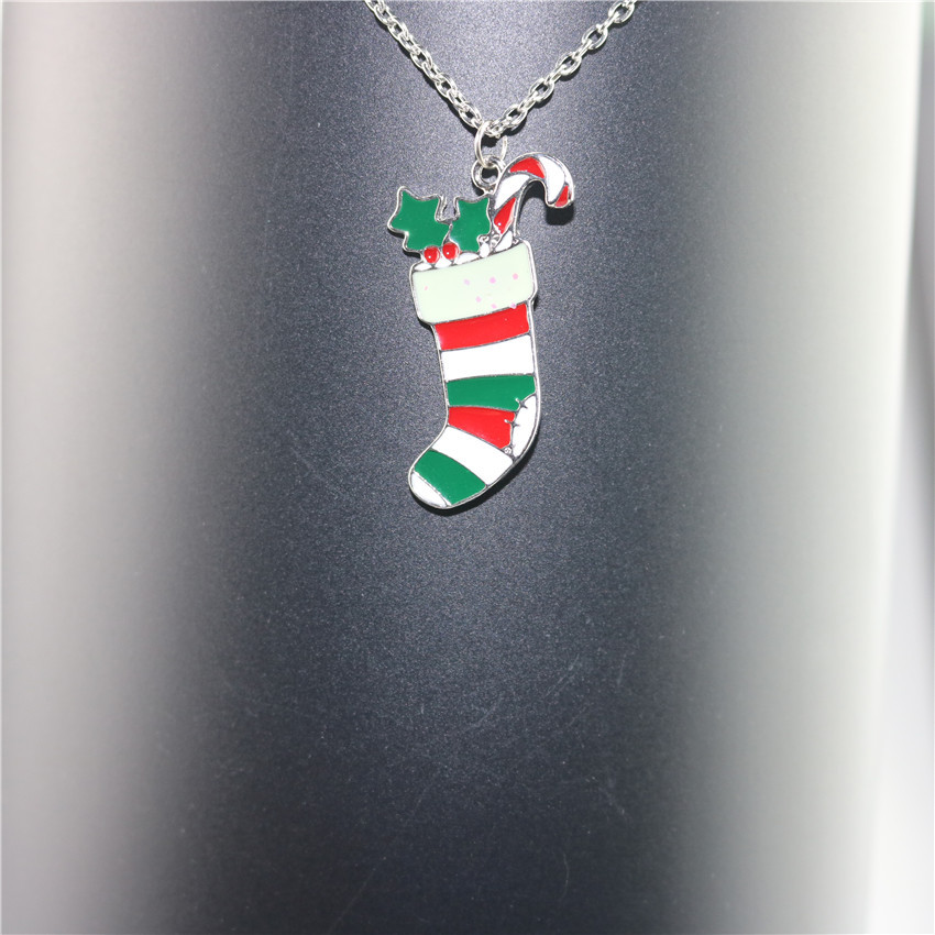 Cute Christmas Tree Sock Snowman Alloy Christmas Women's Pendant Necklace display picture 3