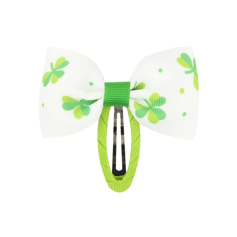 Kid's Ethnic Style Shamrock Bow Knot Cloth Handmade Hair Clip display picture 3