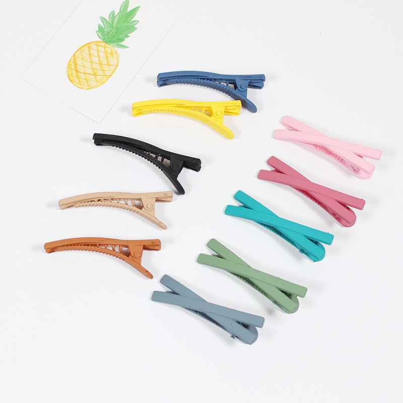 少女心小物磨砂彩色交叉劉海夾糖果色壹字夾韓版基礎發夾邊夾發飾