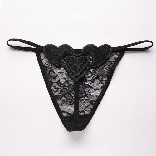 Luxurious Korean style women's underwear, ultra-thin transparent heart-shaped sexy underwear, women's lace thong T-pants 902