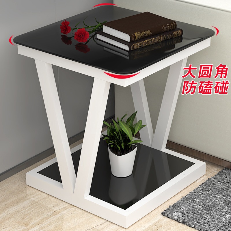 小茶几简约迷你钢化玻璃正方形茶几方几边几角几客厅小桌子小方桌