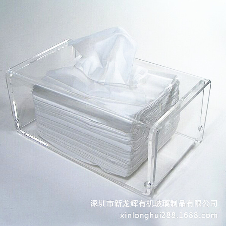 亚克力防尘抽纸式透明纸巾盒 有机玻璃长方形宣传纸巾盒厂家批发