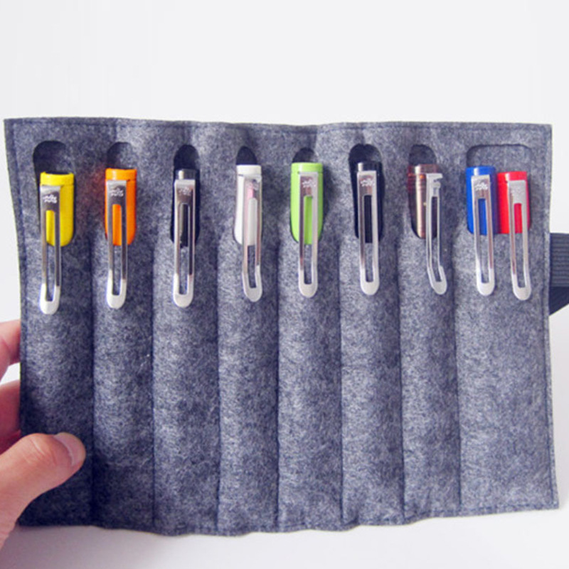 厂家供应学生羊毛毡文具笔袋 单只笔套收纳袋 可折叠毛毡化妆刷袋