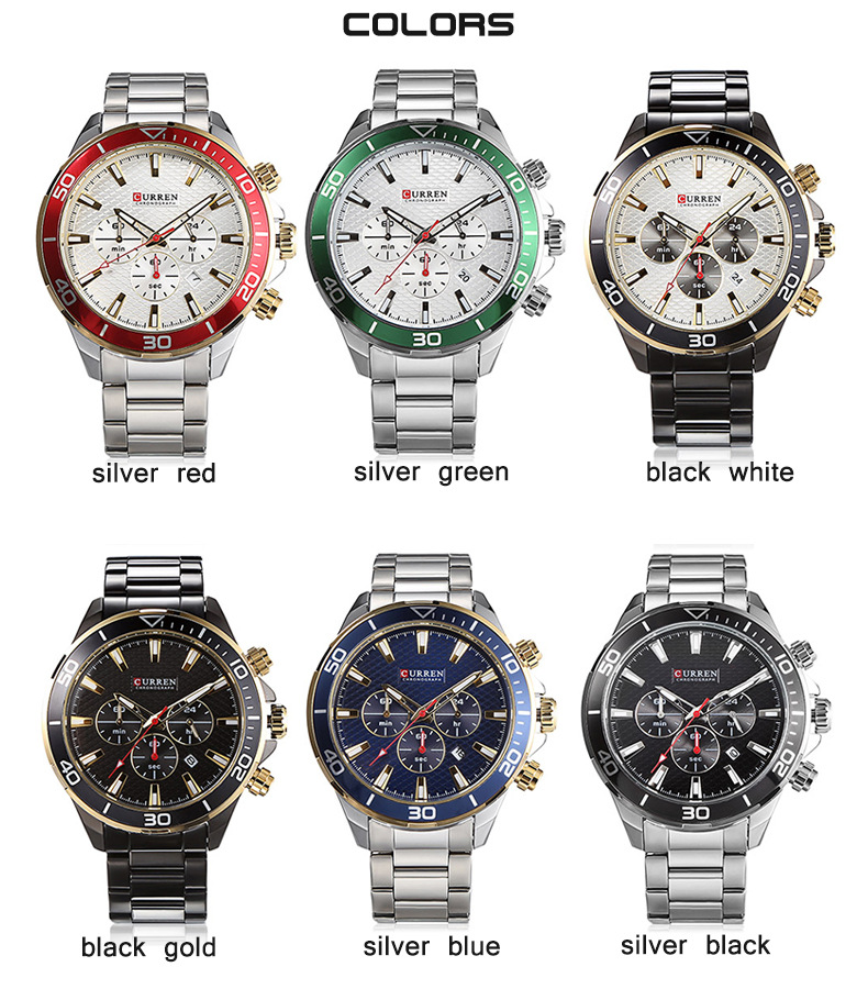 Men's Steel Band Casual Watch - Silver Green