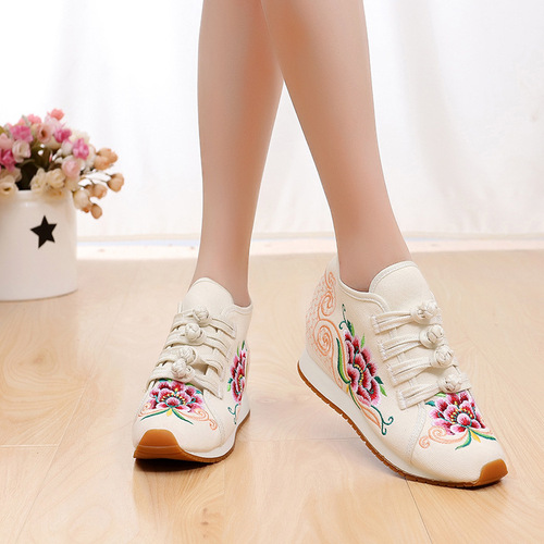 casual old beijing embroidered shoes for women girls embroidered chinese folk dance shoes with flat national wind square students for women shoes