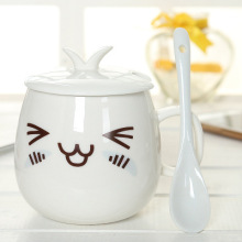 大肚表情陶瓷杯带盖勺创意咖啡马克杯牛奶情侣水杯礼品可定制logo