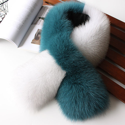 时尚新品韩版交叉皮草大毛领优雅气质冬季保暖毛绒狐狸毛围巾围脖|ms