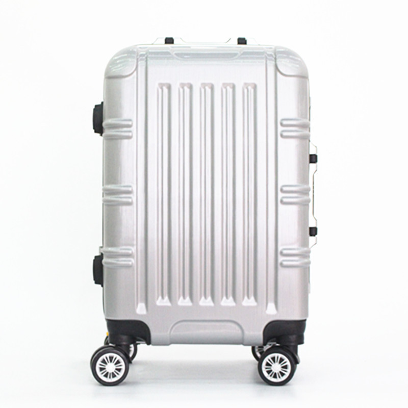 定制PC拉丝面条纹铝合金深框拉杆箱 商务旅行行李箱OEM工厂