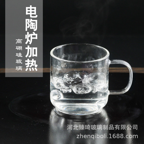 Customized Zhenqi Wholesale Coffee Cup Milk Glassware Set Borosilicate Thick Glass Mini Cup Flower Tea Cup