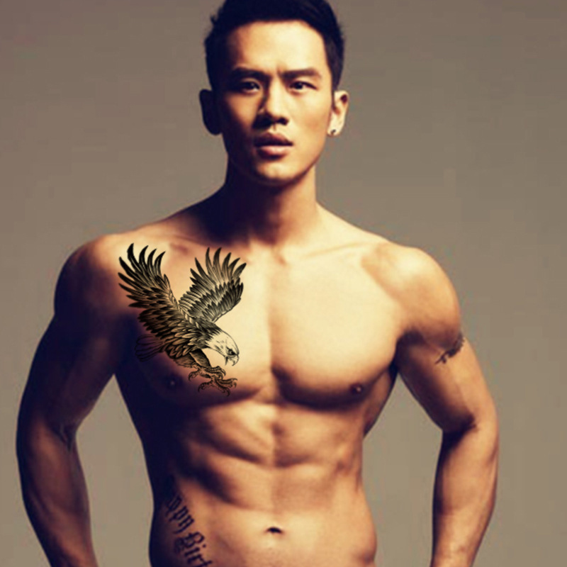 Tattoo Sticker Waterproof Men's Traditional Black Eagle Flower Arm Tattoo Sticker Eagle Wings Eagle Tattoo Fake 308