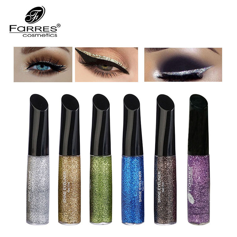 wish爆款Farres眼线液彩色带亮片 欧美液体眼线不晕染彩妆批发
