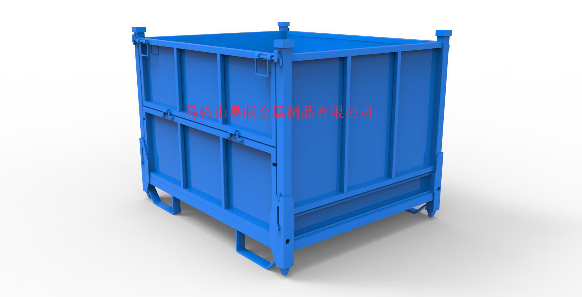 易联生产Q235钢制周转箱 钢制铁箱 折叠铁框 可免费设计可堆垛