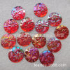 16mm electroplating AB colorful flower round flat diamond with pattern round acrylic diamond flat bottom plastic drill