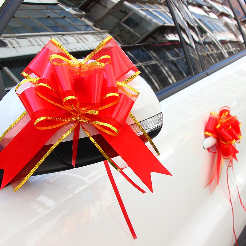 10個/手拉花蝴蝶結拉花大號新款婚車布置車隊倒車鏡裝飾禮品包裝