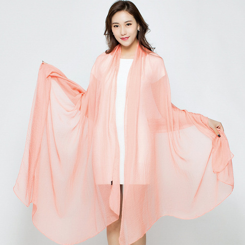 3m 2.3m extra long solid color sun protection chiffon silk scarf seaside beach towel travel shawl gauze scarf dropshipping