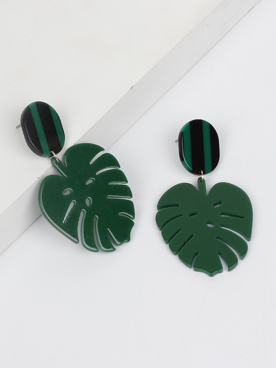 Boucles D&#39;oreilles Feuilles Vertes Boucles D&#39;oreilles Style Rétro Feuille Acrylique display picture 6