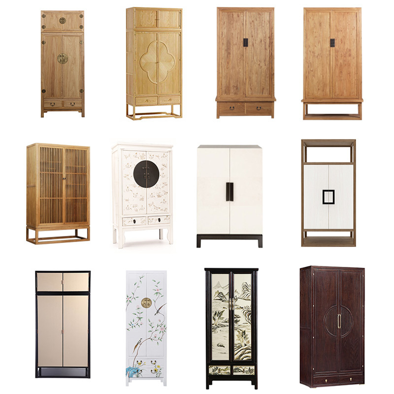 New Chinese style wardrobe Buddhist mood solid wood Wardrobe Open Houses wardrobe Storage cabinet bedroom furniture customized