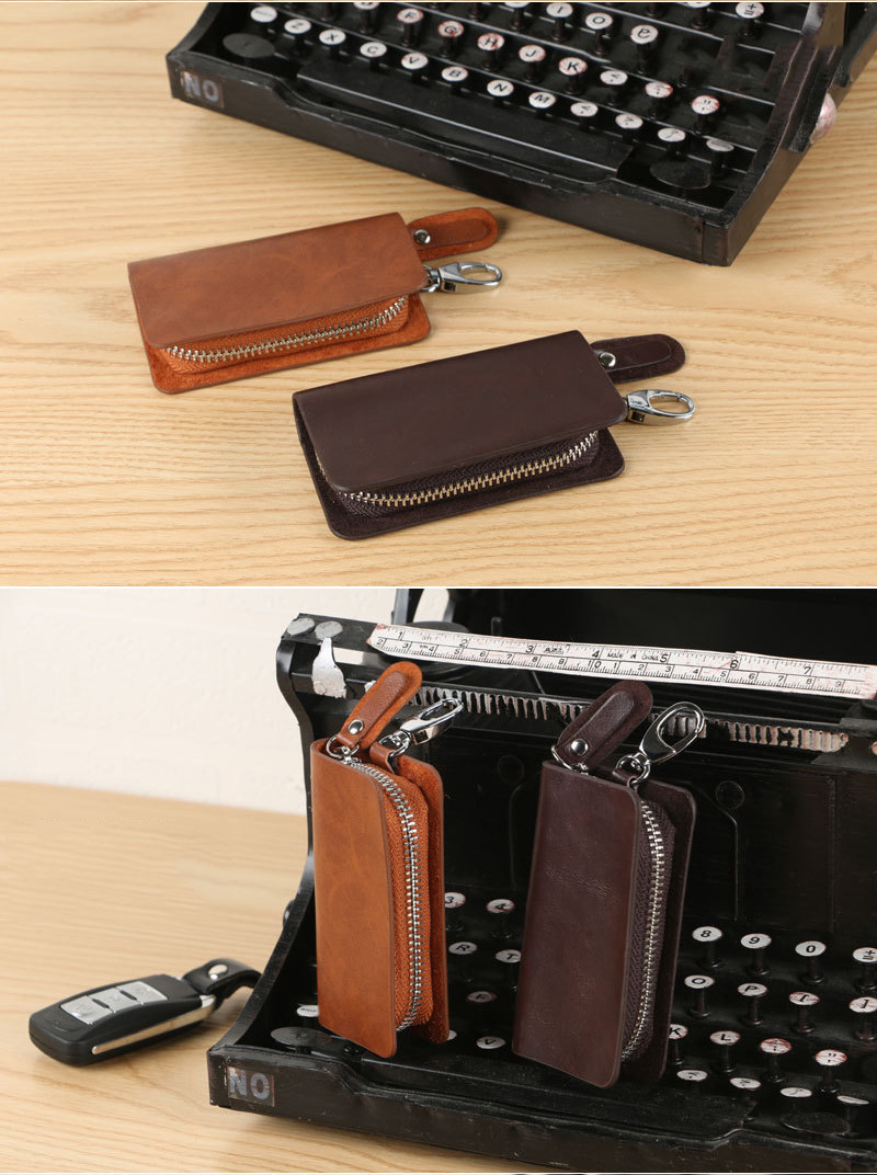 Fashion Men's Leather Zipper Multi-function Car Key Clip Wholesale display picture 4