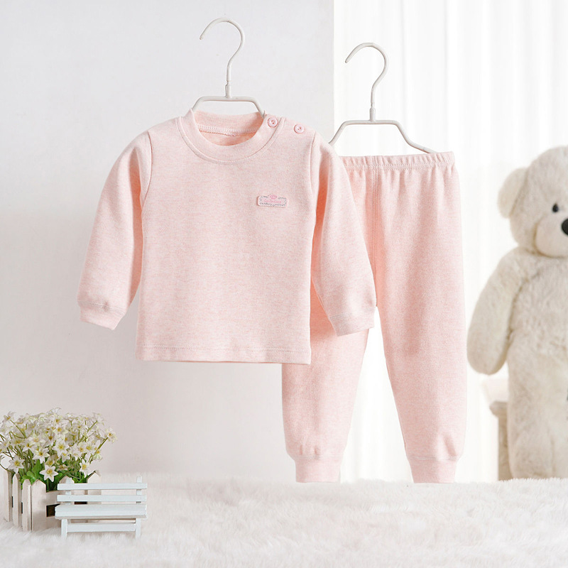 儿童舒绒保暖内衣套装男女童彩棉宝宝秋衣秋裤婴儿无骨莱特熊新品|ru