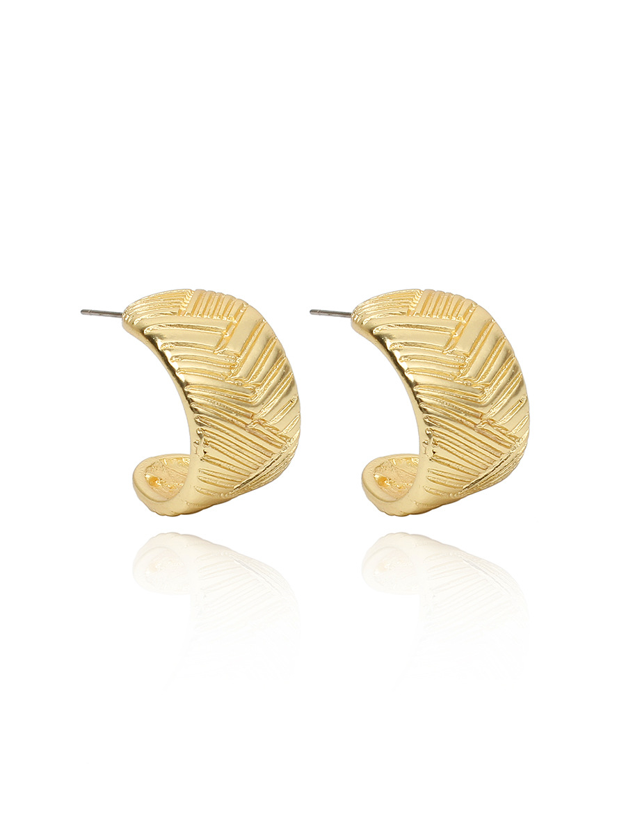 18g Weight No Inlaid Inlay Material Earrings, Ear Studs Classification Travel Occasion Copper Material Geometric Pattern Women'S Gender Gold, Silver Color  New Korean All-match Retro Earrings 4
