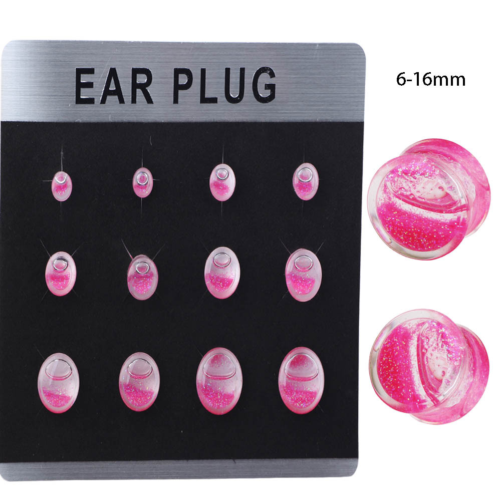 Acrylic Glow Liquid Ear Expander Stretcher 12Pcs Card Pack - Geometric Ear Gauges detail image 7