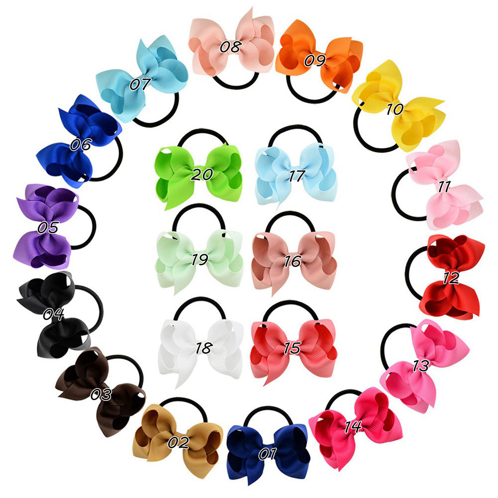 Children's Solid Color Baby Bowknot Hair Ring Set display picture 1