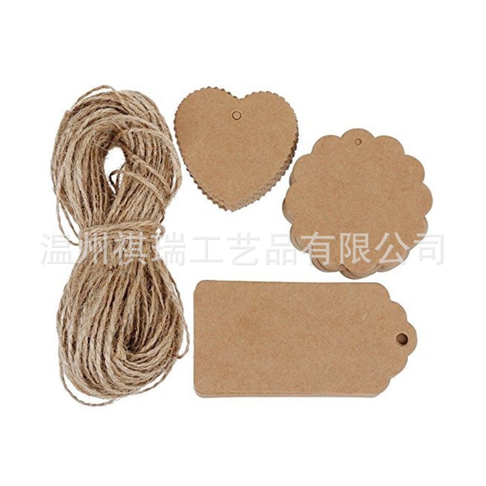 波浪长条 爱心波浪圆 3款 套装 牛皮纸吊牌 留言礼物烘焙包装标签