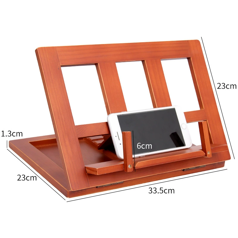 Настольная подставка для книг Reading Book Stand, сосновая деревянная регулируемая полка, держатель для планшета и книг 34×23.5×2.5 см